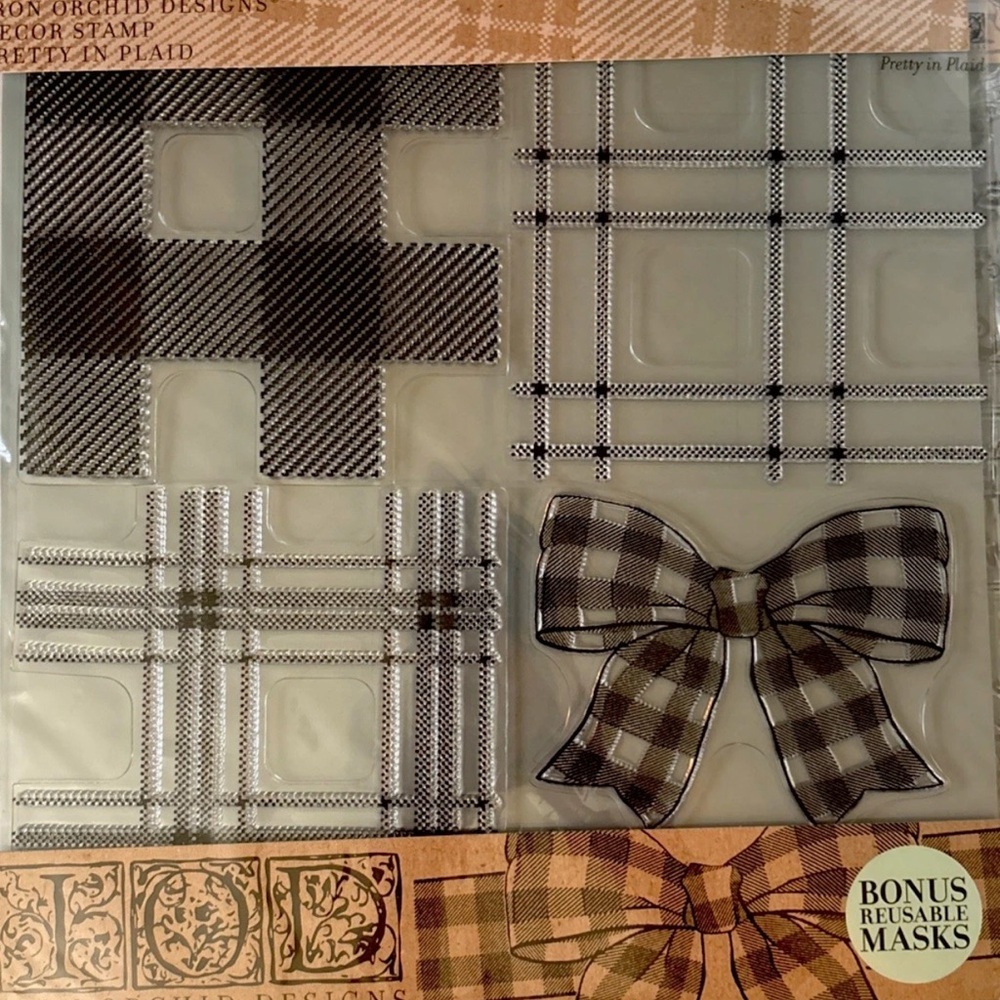 Iron Orchid Designs 2022 RETIRED “Pretty In Plaid”Stamps New with Tags